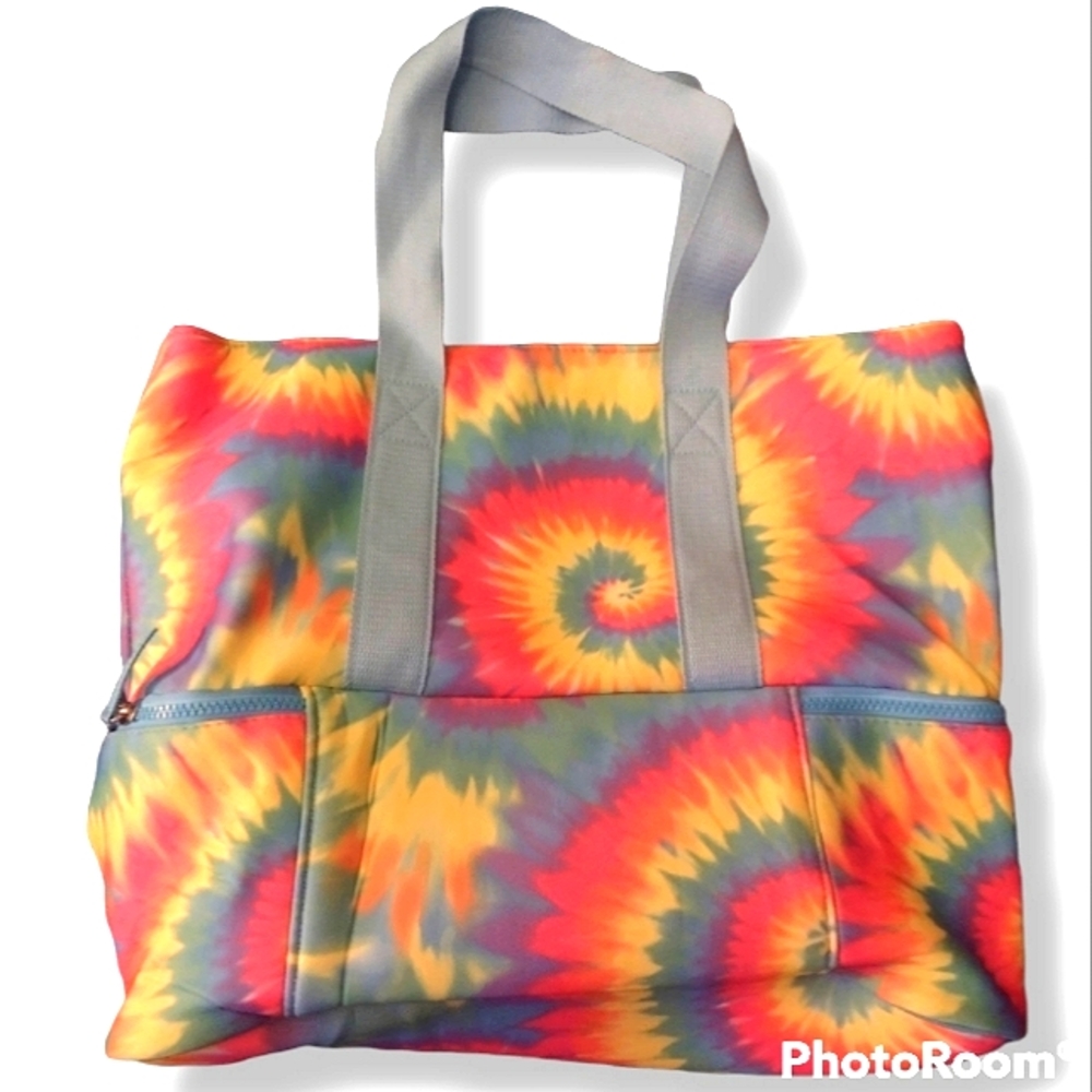 NWT No Boundaries Baby Blue & Tie Dye Oversized Insulated Zippered Beach Bag - Picture 5 of 10